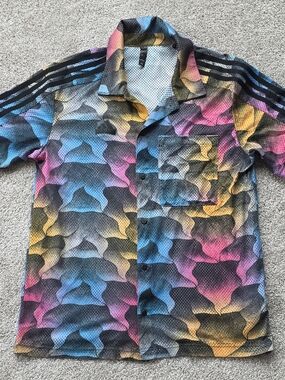 adidas Light Blue Mesh Lined Shirt with Black Tag